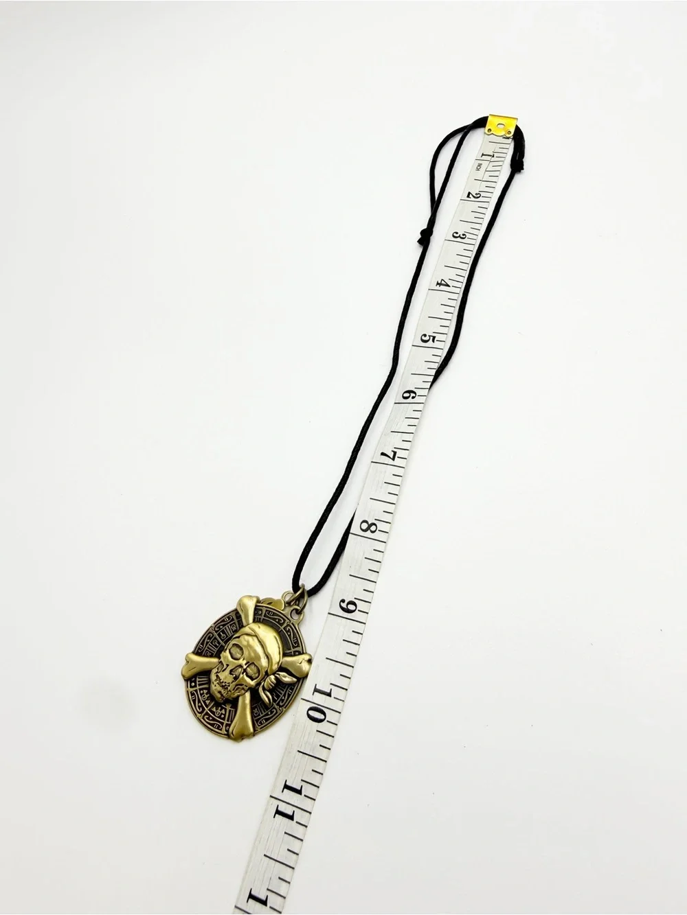 Pirate Skull Medallion Adjustable Cord Necklace with Signed Rebecca Charm - Picture 11 of 11